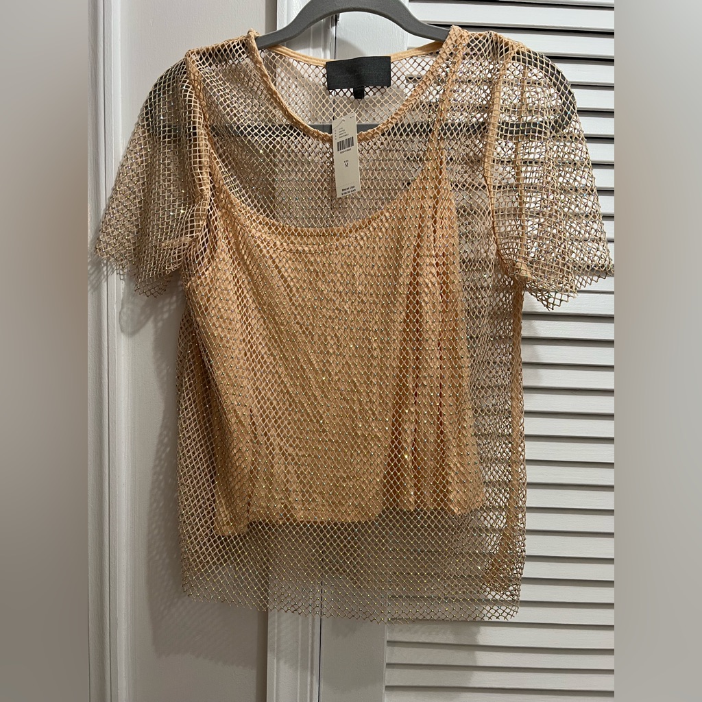 Brand New Anthropologie Top Blouse With Camisole Peach Sparkling Retail 98 Brand New Anthropologie Top Blouse With Camisole Peach Sparkling Retail 98